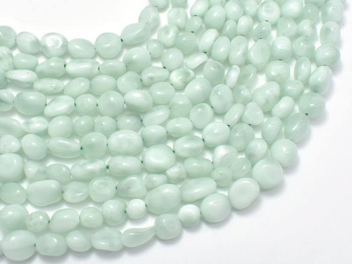 Green Angelite Beads, 6x8mm Nugget Bead-BeadBasic