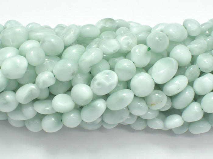 Green Angelite Beads, 6x8mm Nugget Bead-BeadBasic