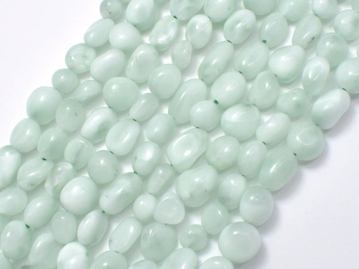 Green Angelite Beads, 6x8mm Nugget Bead-BeadBasic