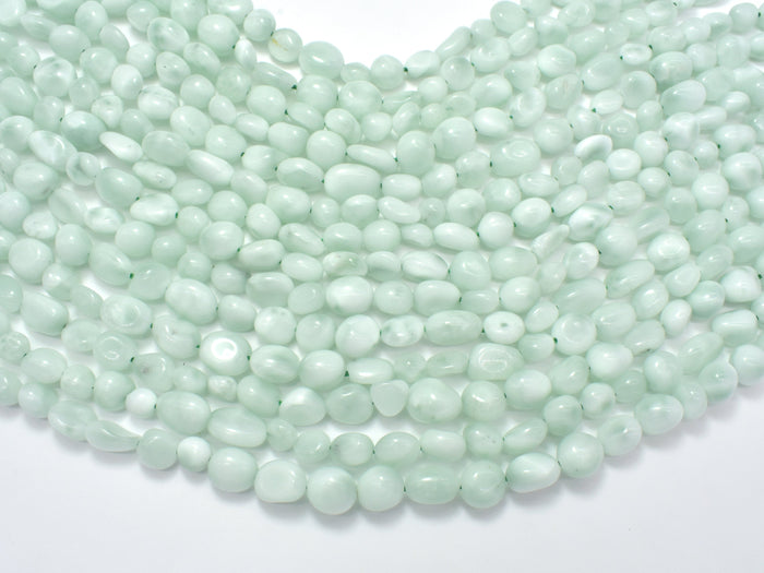Green Angelite Beads, 6x8mm Nugget Bead-BeadBasic