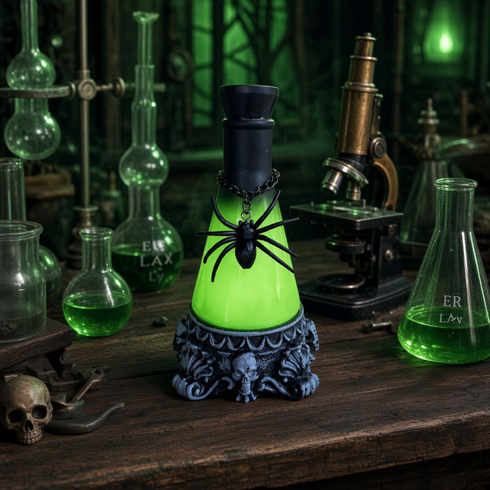 Green Swirl Potion Bottle with LED Lighting - 8" Tall