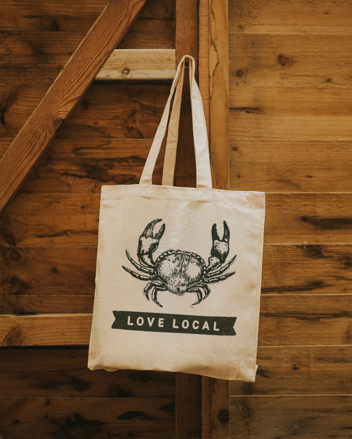 Greendale Re-Usable Love Local Canvas Bag - Crab Design