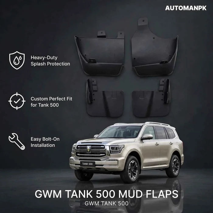 GWM Tank 500 Mud Flaps – 4Pcs Set (2 Front + 2 Rear)