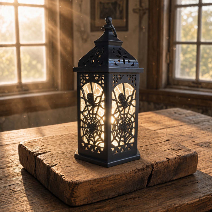 Halloween Lantern with LED Lighting - 12" Tall