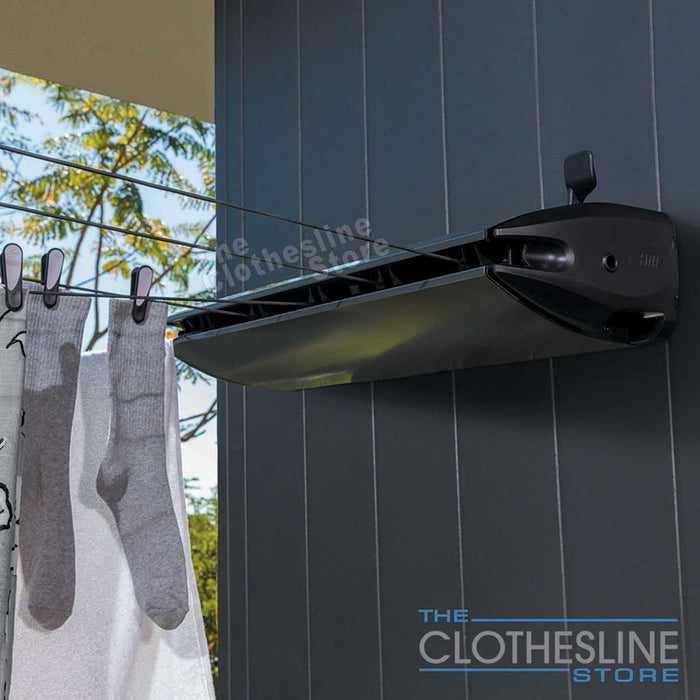 Hills 5 Line Retractable Clothesline installed on a wall