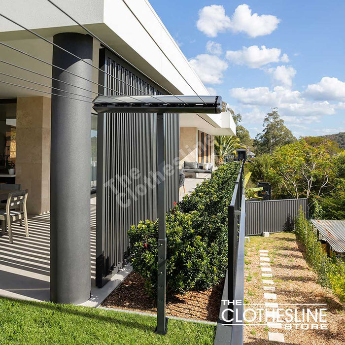 Hills 7 Line Retracting Clothesline Post Mounted with bar outside