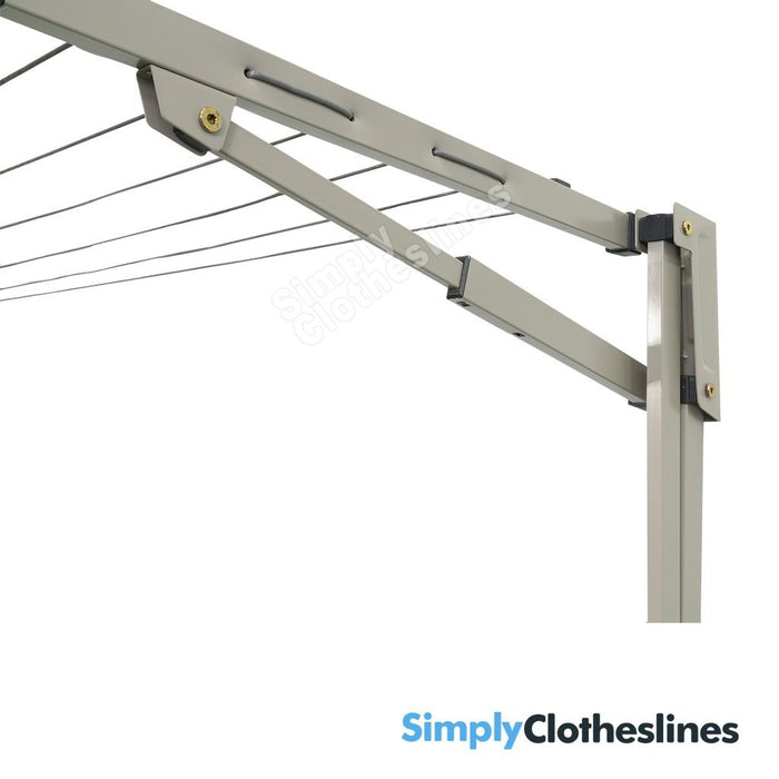 Close-up of the strut on the Hills Everyday Double fold down clothesline.