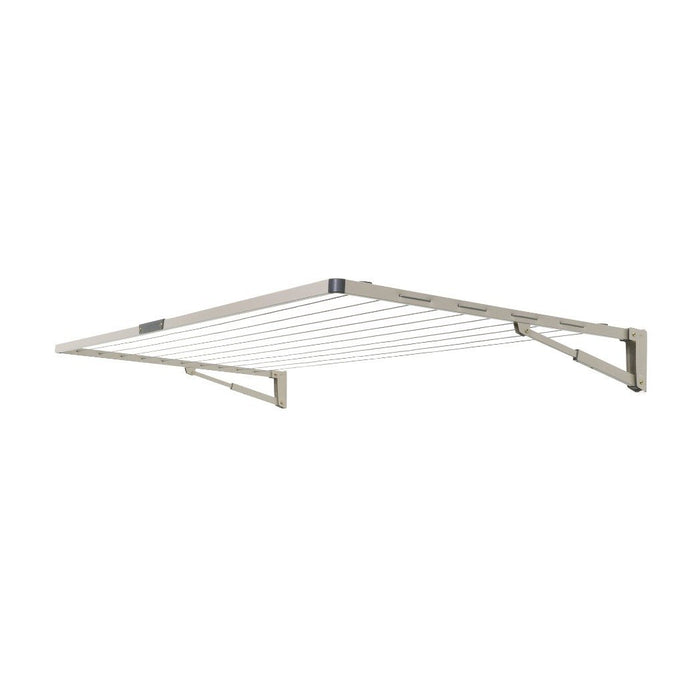 Hills Everyday Single fold down clothesline in a neutral Autumn Stone colour shown fully extended.