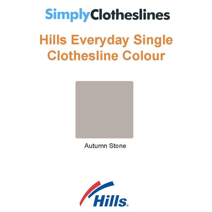 Colour selection chart for the Hills Everyday Single clothesline featuring the Autumn Stone finish.