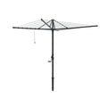 Hills Rotary 6 Line clothesline in a dark Monument finish shown fully open white background.