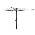Hills Rotary 8 Line clothesline in a dark Monument finish shown fully open white background.