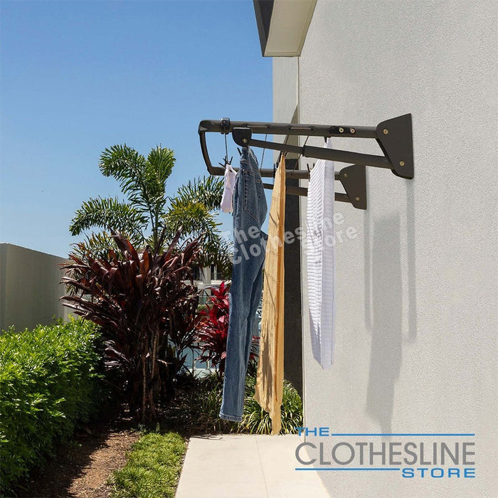 Hills Mini Clothesline Installed Outside Monument Colour