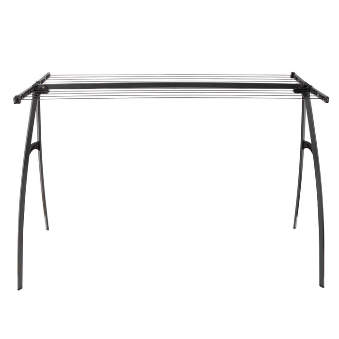 Front view of the Hills 170 portable clothesline showing the sturdy leg design and multiple drying lines.