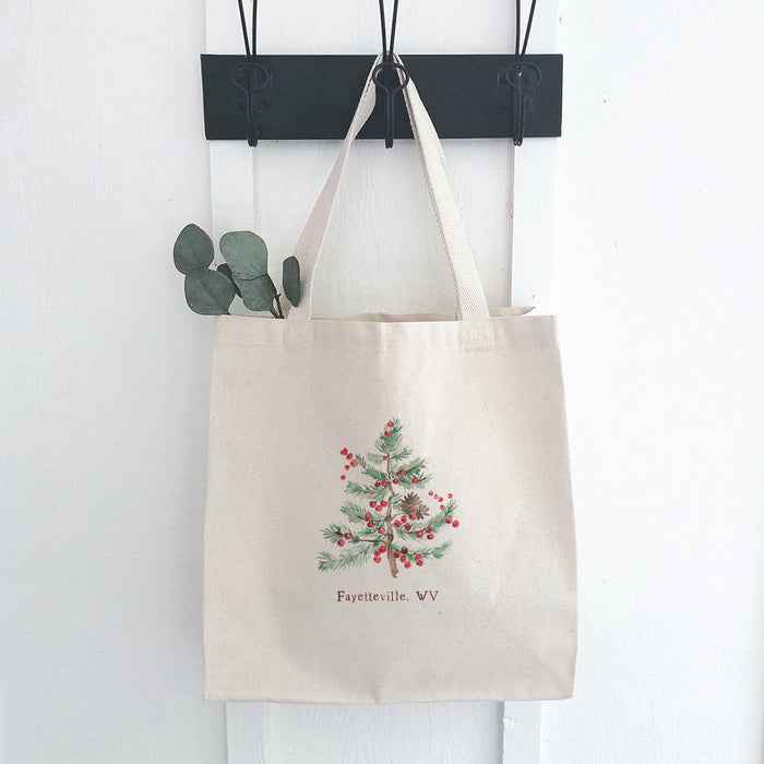 Holiday Tree and Berries - Custom Canvas Tote Bag