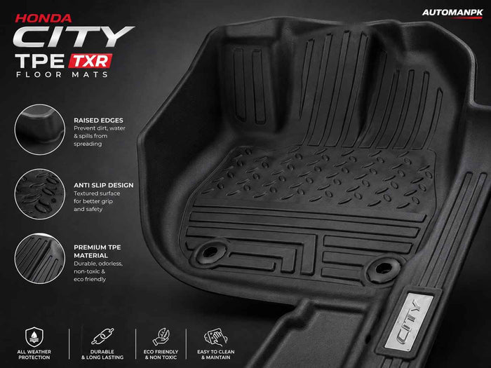 Honda Civic 2022-2026 TXR TPE Floor Mats – Waterproof | Anti-Slip | Custom Fit