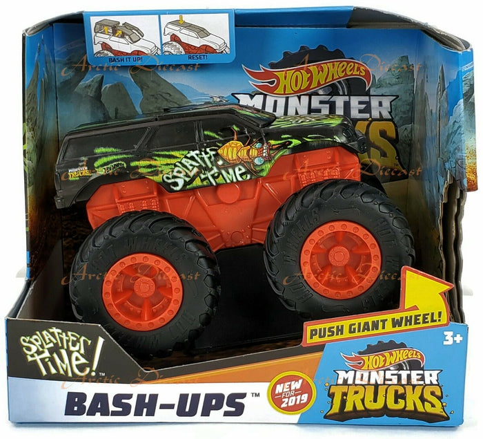 Hot Wheels Bash-Ups Monster Trucks Splatter Time Push Giant Wheels