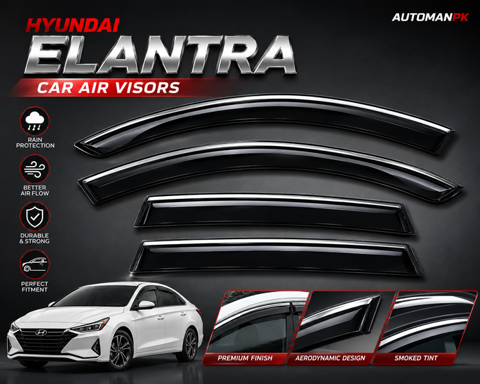 Hyundai Elantra Air Visor – Window Rain Guard | China & Japanese TXR | Custom Fit