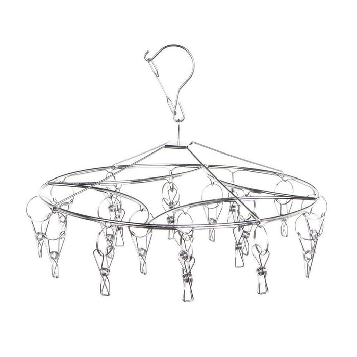 Enviro Pegs round stainless steel sock hanger with 20 marine grade 316 stainless steel pegs and no plastic components.