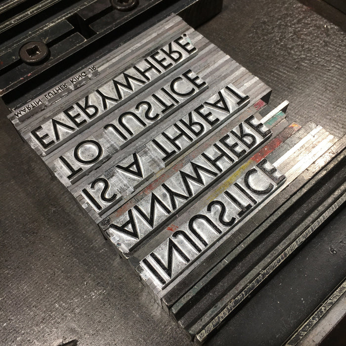 Injustice Anywhere A5 Letterpress Print