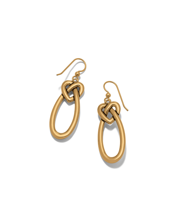 Interlok Linked Hearts French Wire Earrings, Gold