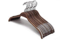 JS HANGER Elegant Wooden Clothes Hangers with Soft Non-Slip Stripes for Coats and Shirts, Retro Finish, 10-Pack
