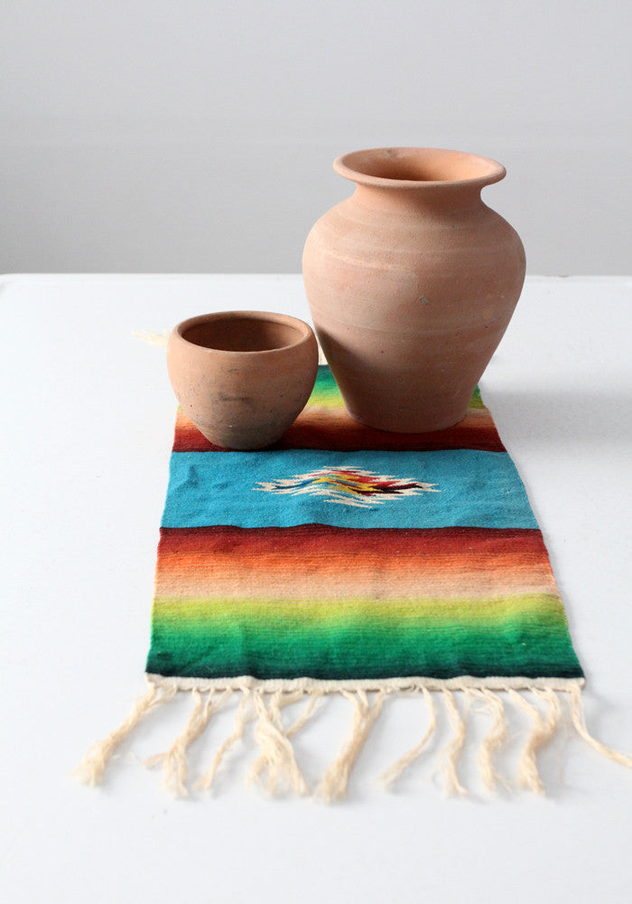 mid-century Mexican serape style woven textile