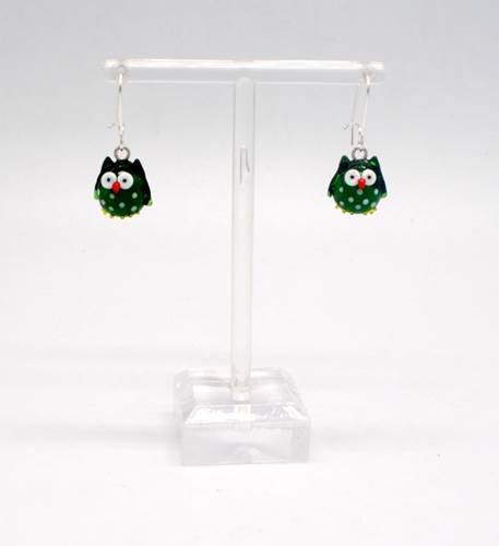 Mini Glass Chubby Owl Earrings