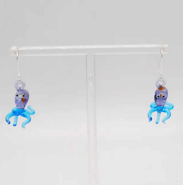 Mini Glass Octopus Earrings