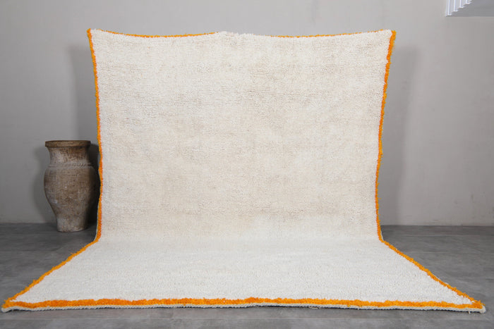 Minimalist cream Moroccan wool rug - Custom size