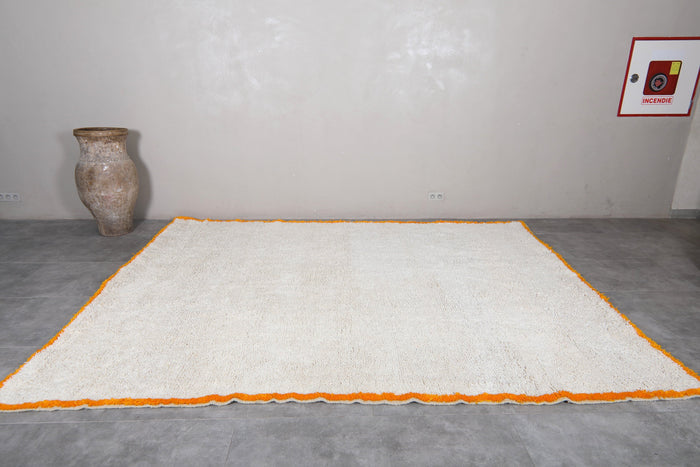 Minimalist cream Moroccan wool rug - Custom size