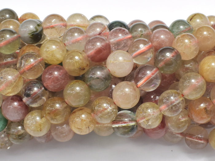 Mixed Rutilated Quartz, 8mm (8.5mm) Round-BeadBasic