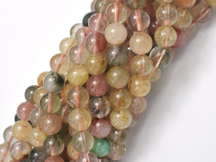Mixed Rutilated Quartz, 8mm (8.5mm) Round-BeadBasic
