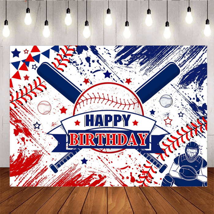 Mocsicka Baseball Sports Themed Happy Birthday Party Backdrop