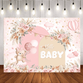 Mocsicka Pink Boho Floral Girl Baby Shower Party Backdrop