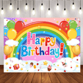 Mocsicka Rainbow Kids Happy Birthday Party Backdrop