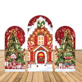 Mocsicka Snow House Christmas Trees Christmas Party Double-printed Arch Cover Backdrop