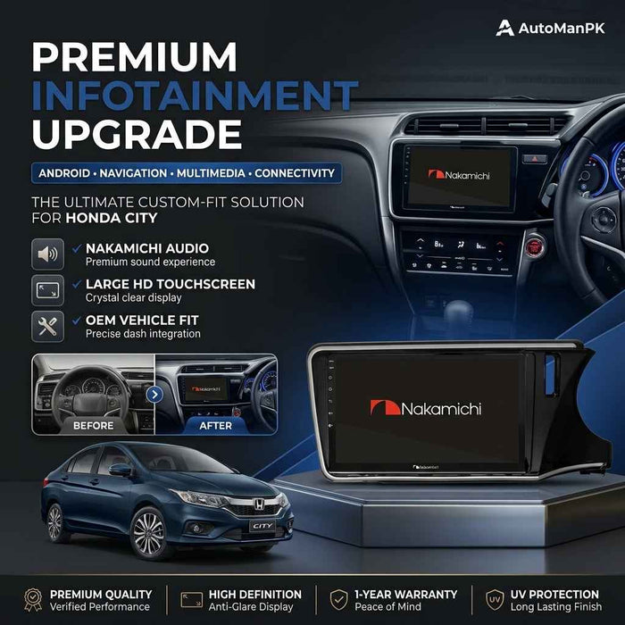 Nakamichi Honda City 2021-2026 Android Car Panel – GPS, Bluetooth, WiFi & FM Radio