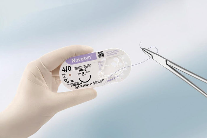 Novosyn suture assorbibili in poliglactina 910, ago 3/8 19mm, USP 3/0 - filo viola 70 cm (conf. 12 pz.)
