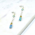 Opal and Swiss Blue Topaz Drop Post Earrings