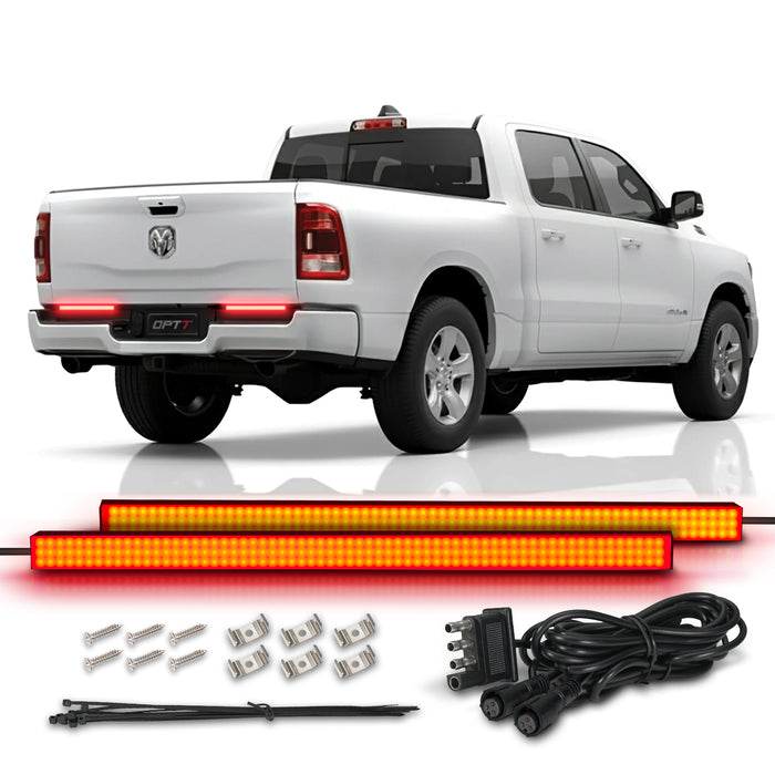 OPT7 15" LED Trailer Tail Light Bar 2-Pack Waterproof Red Turn Signal, Brake, DRL for Utility Truck RV