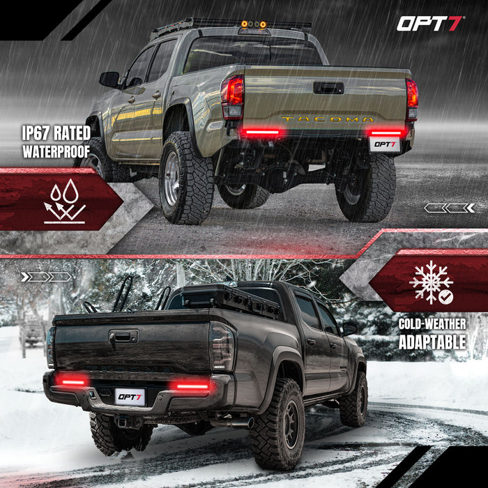 OPT7 15" LED Trailer Tail Light Bar 2-Pack Waterproof Red Turn Signal, Brake, DRL for Utility Truck RV