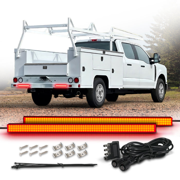 OPT7 15" LED Trailer Tail Light Bar 2-Pack Waterproof Red Turn Signal, Brake, DRL for Utility Truck RV