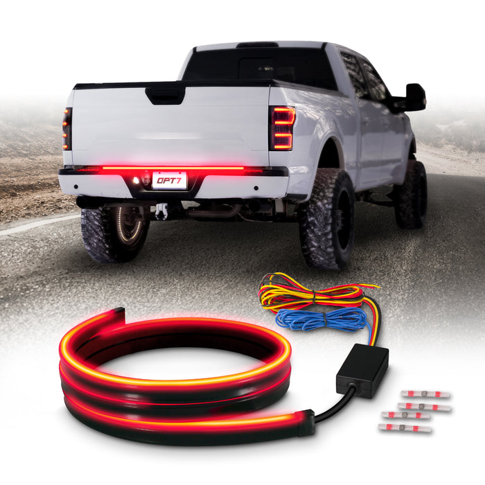 OPT7 48" Flexible LED Third Brake Light Strip Red Waterproof DRL High Mount Stop for Truck SUV Van RV