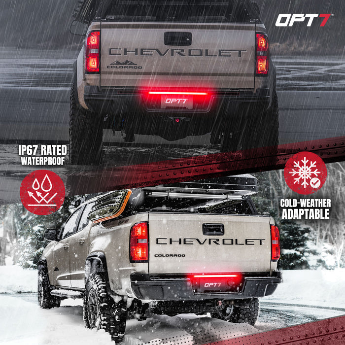 OPT7 48" Flexible LED Third Brake Light Strip Red Waterproof DRL High Mount Stop for Truck SUV Van RV