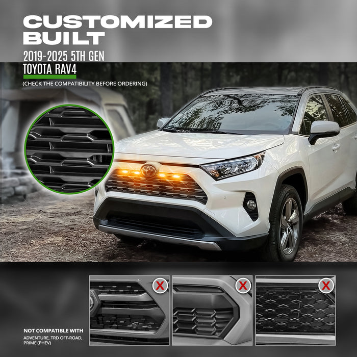 OPT7 Amber LED Grille Lighting Kit for 2019-2025 Toyota RAV4 5th Gen Front DRL