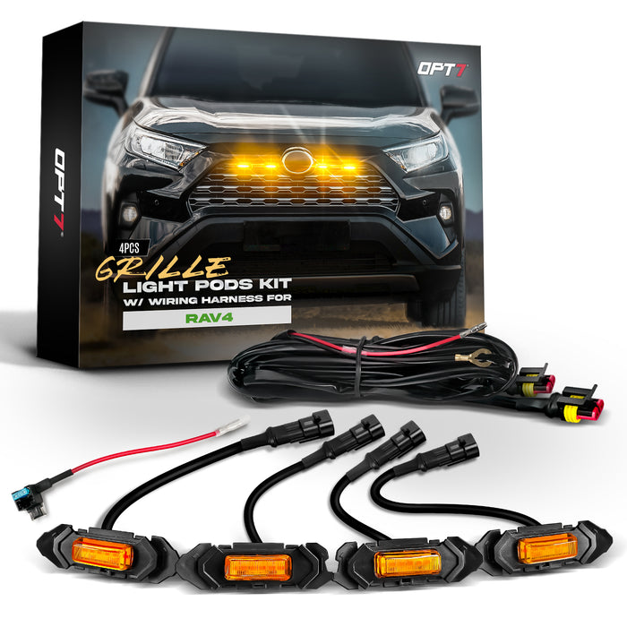 OPT7 Amber LED Grille Lighting Kit for 2019-2025 Toyota RAV4 5th Gen Front DRL