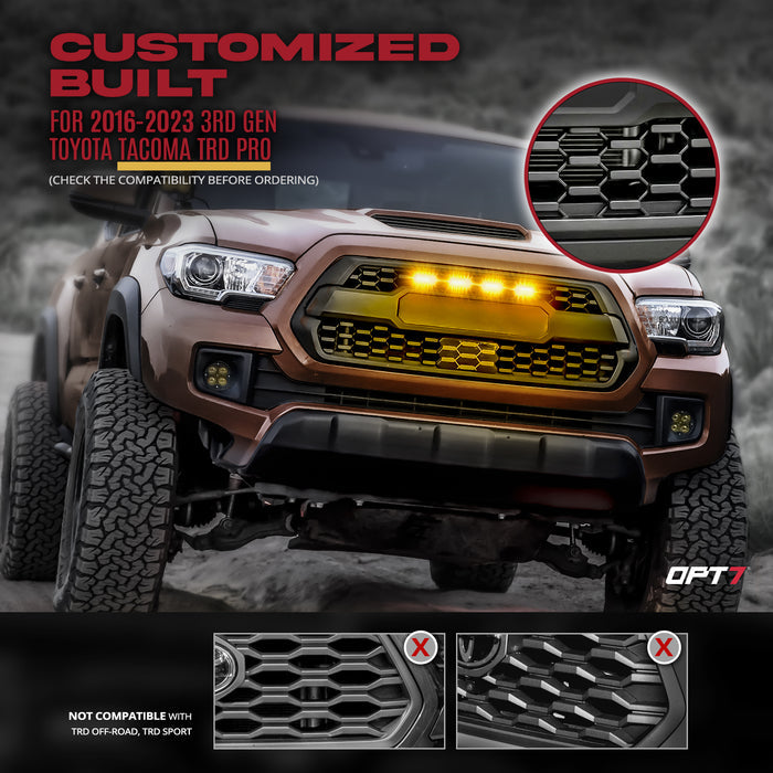 OPT7 Amber LED Grille Lighting Kit for Toyota Tacoma TRD PRO 2016-2023