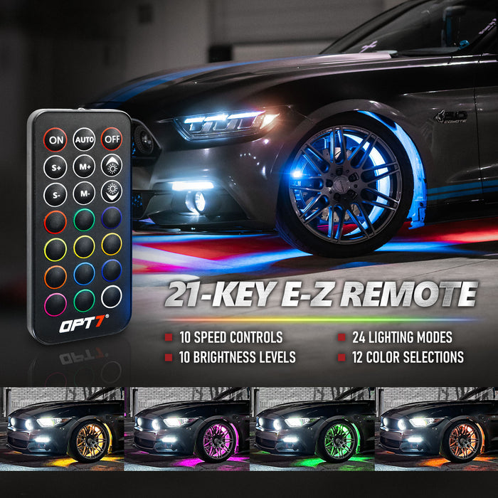 OPT7 GLOW 21-Key Remote Control for RGB Underglow, Rock Lights, Halo, Grille, Wheel Well, Motorcycle, Golf Cart, Boat, Engine Bay, DreamColor Underglow