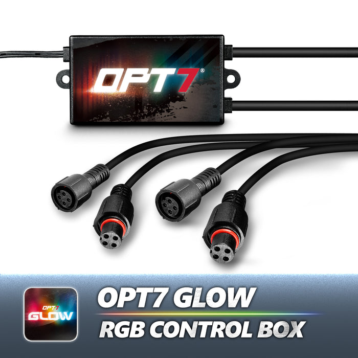 OPT7 GLOW RGB Control Box for Underglow, Rock Lights, Halo, Grille, Wheel Well, Motorcycle, Golf Cart, Boat, Engine Bay