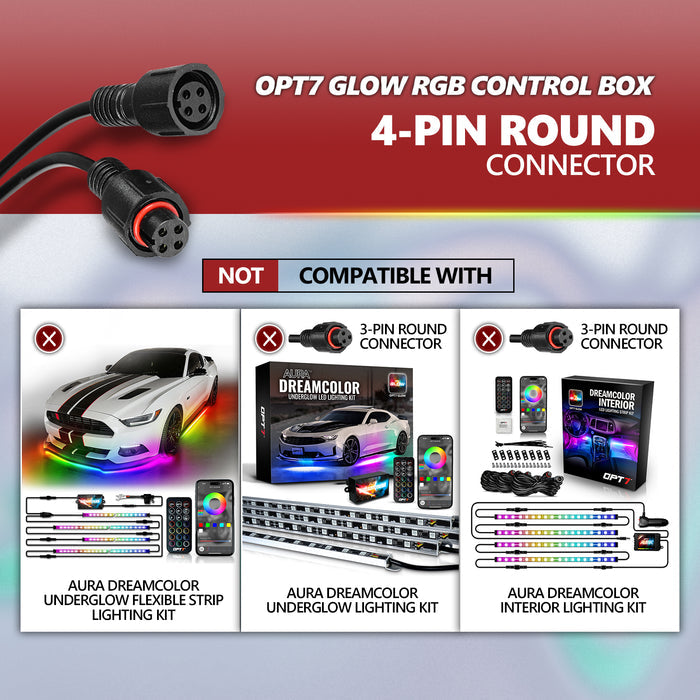 OPT7 GLOW RGB Control Box for Underglow, Rock Lights, Halo, Grille, Wheel Well, Motorcycle, Golf Cart, Boat, Engine Bay